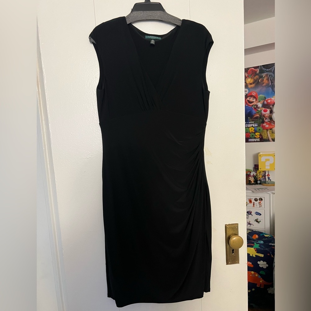 Ralph Lauren worn twice little black dress sleeveless to the knee size 14